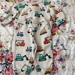 Kids Construction Vehicle Print Pajama Set